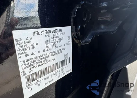 2020 Ford Explorer Police Interceptor from USA, damaged, VIN 1FM5K8AW4LGA95249